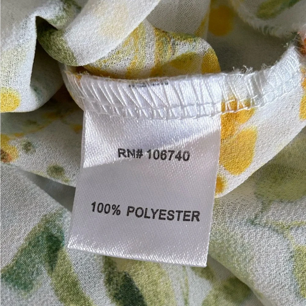 Serengeti Tiered Botanical Blouse Top Flyaway Front Asymmetric Layers Size M - Picture 7 of 11